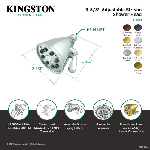 Kingston Brass Victorian Massage/Jet Adjustable Shower Head & Reviews